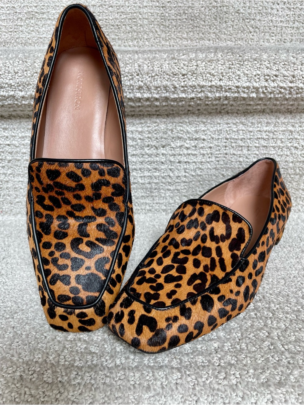 Nordstrom Signature Classic Leather Leopard Print Calf Hair Loafers - Size 7.5